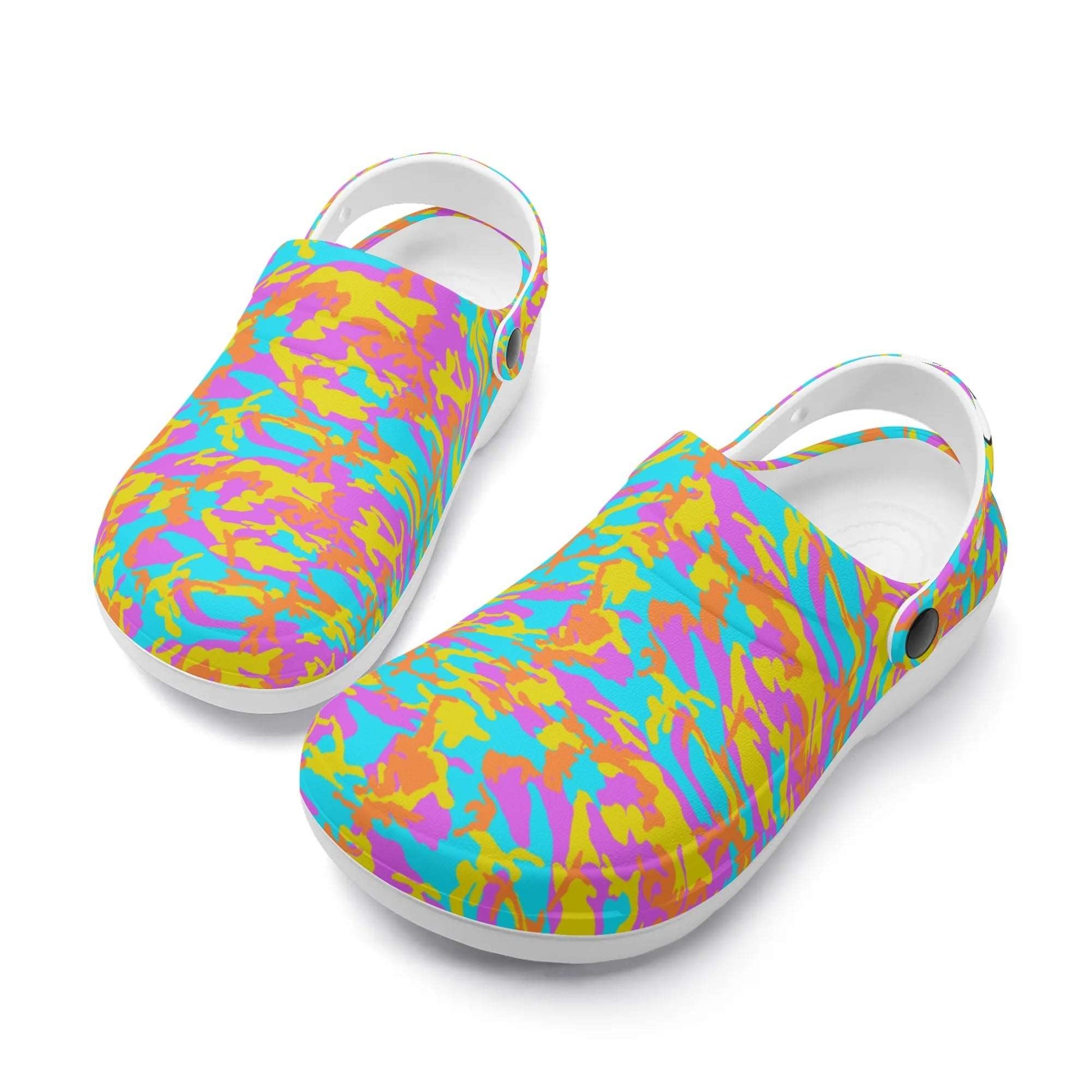 "Treadz Nursing Slide On Clogs - Thunder Camo by ShitHot, energetic design, comfortable, slip-resistant." theshithotcompany