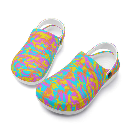 "Treadz Nursing Slide On Clogs - Thunder Camo by ShitHot, energetic design, comfortable, slip-resistant." theshithotcompany