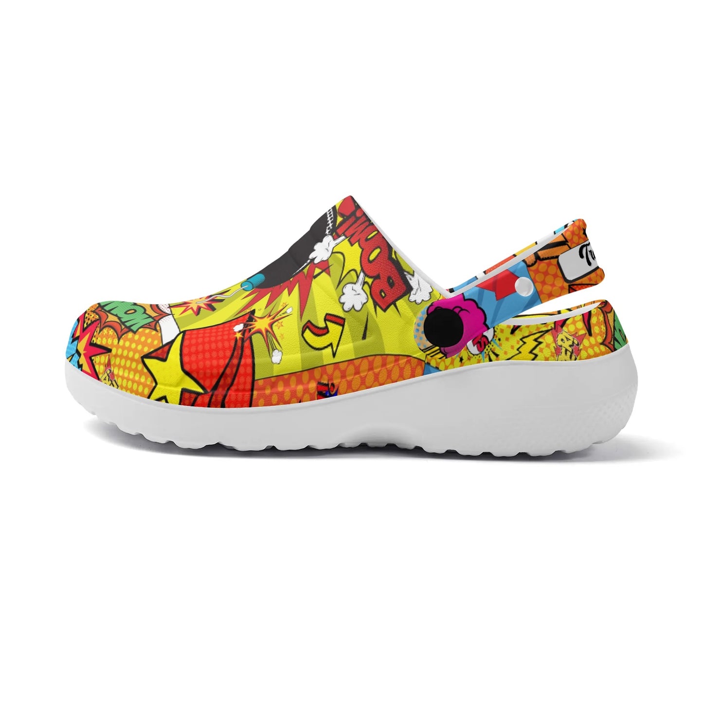  "Treadz Nursing Slide On Clogs - The Comic by ShitHot, vibrant prints, comfortable, easy to clean." theshithotcompany