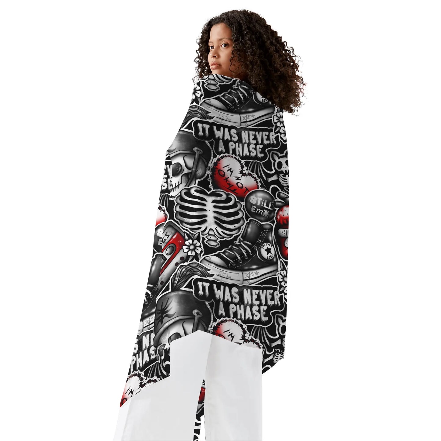 Rip Tide Sarong – Emo Vibes by ShitHot: Edgy skeleton design, lightweight and versatile for bold beach style. theshithotcompany