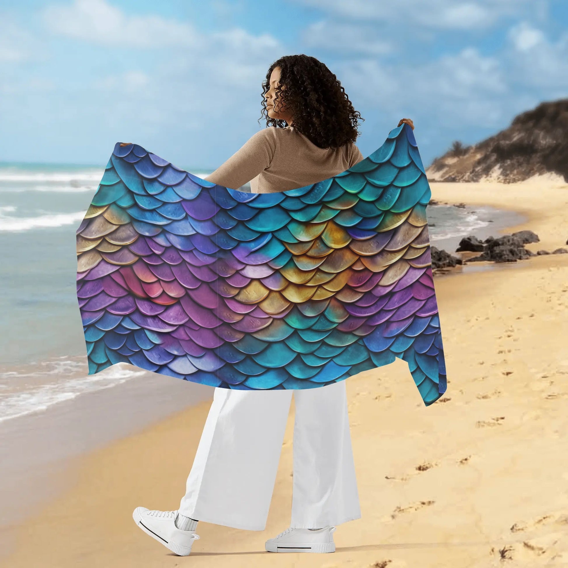 Rip Tide Sarong – Luminous Siren by ShitHot: Dazzling neon scales, lightweight and perfect for standout summer looks. theshithotcompany