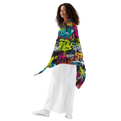 Dynamic Rip Tide Street Art Sarong by ShitHot, showcasing vivid graffiti designs—ideal for beach days and summer fun! theshithotcompany