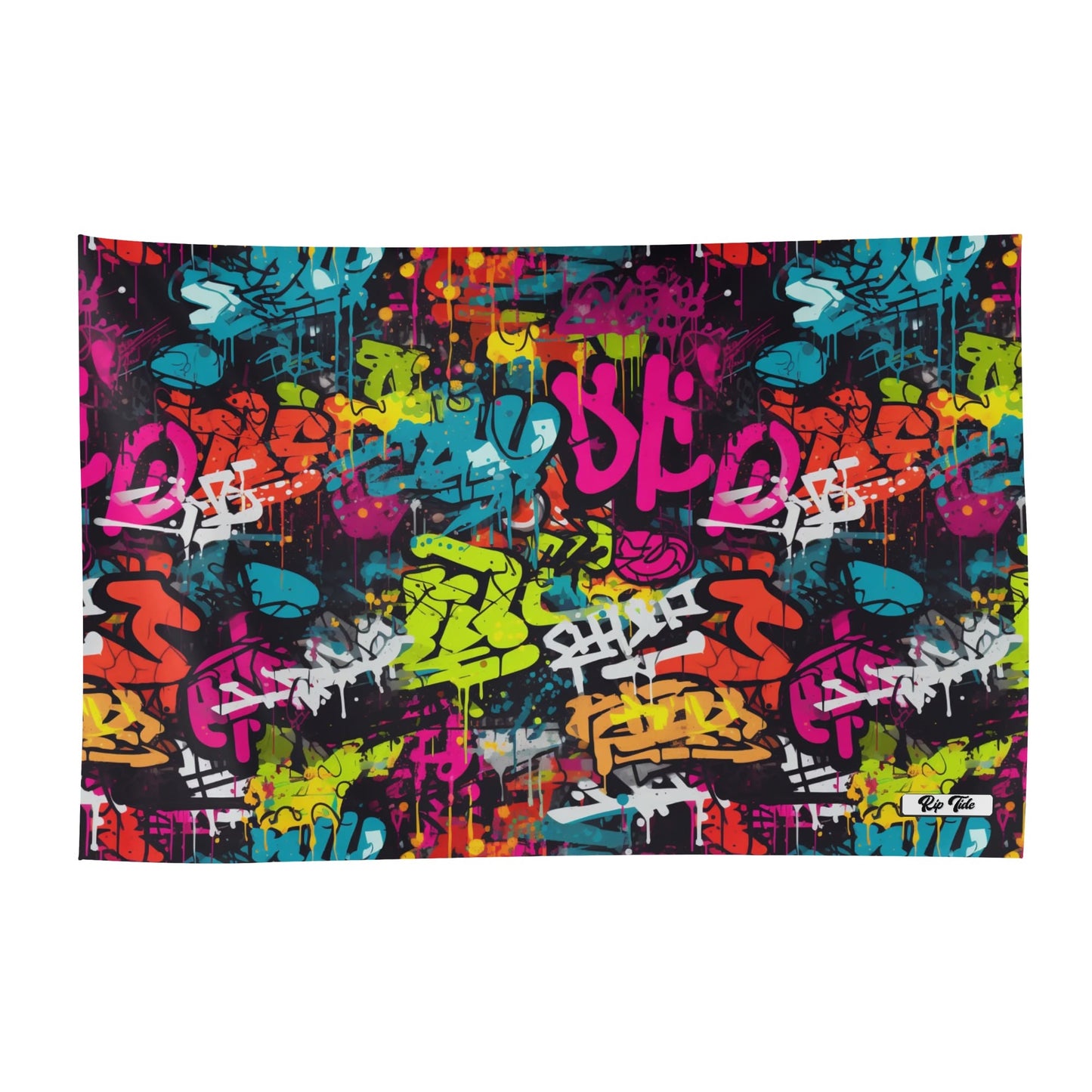 Dynamic Rip Tide Street Art Sarong by ShitHot, showcasing vivid graffiti designs—ideal for beach days and summer fun! theshithotcompany