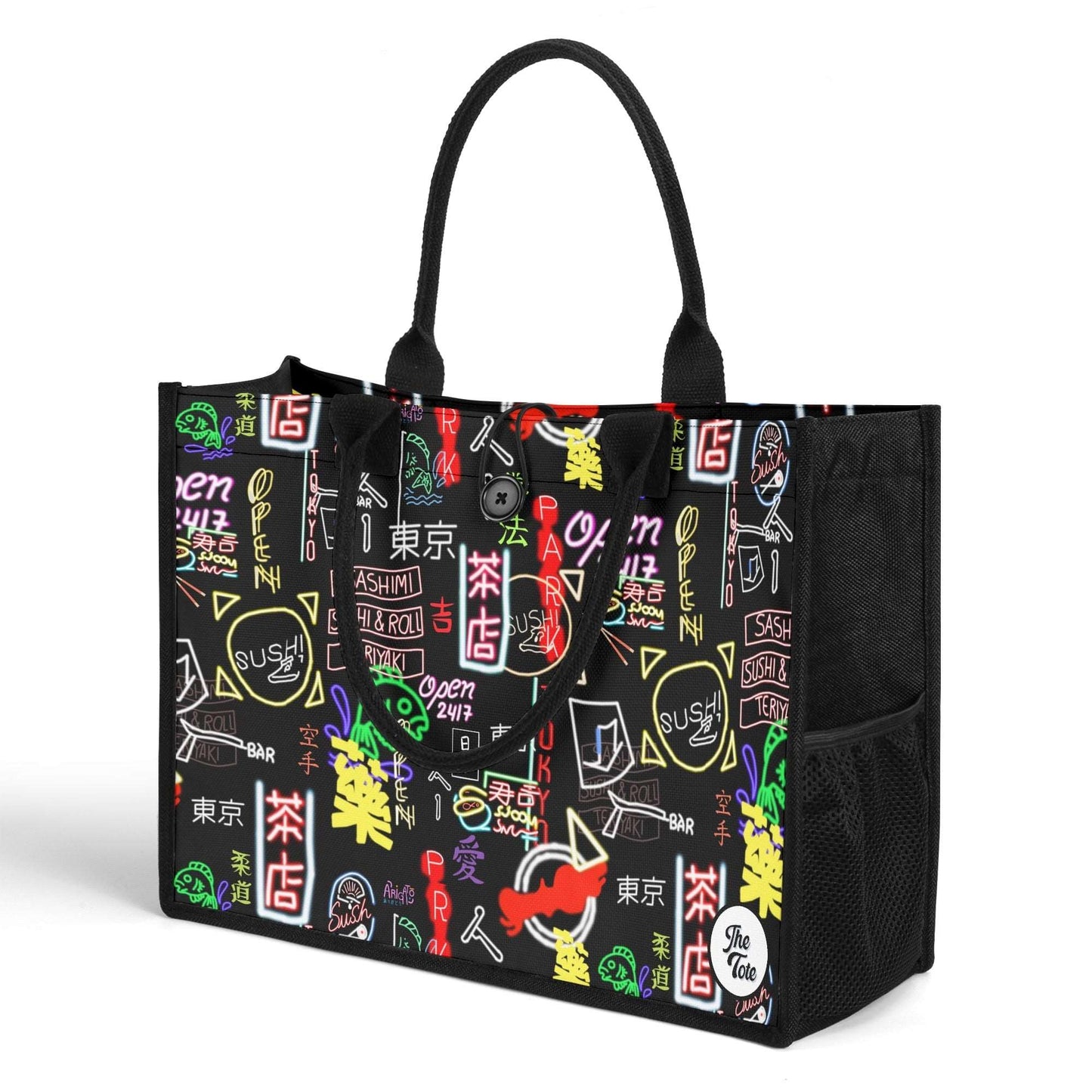 "Durable Akihabara Pulse tote bag by ShitHot offers style and spaciousness for everyday use." theshithotcompany