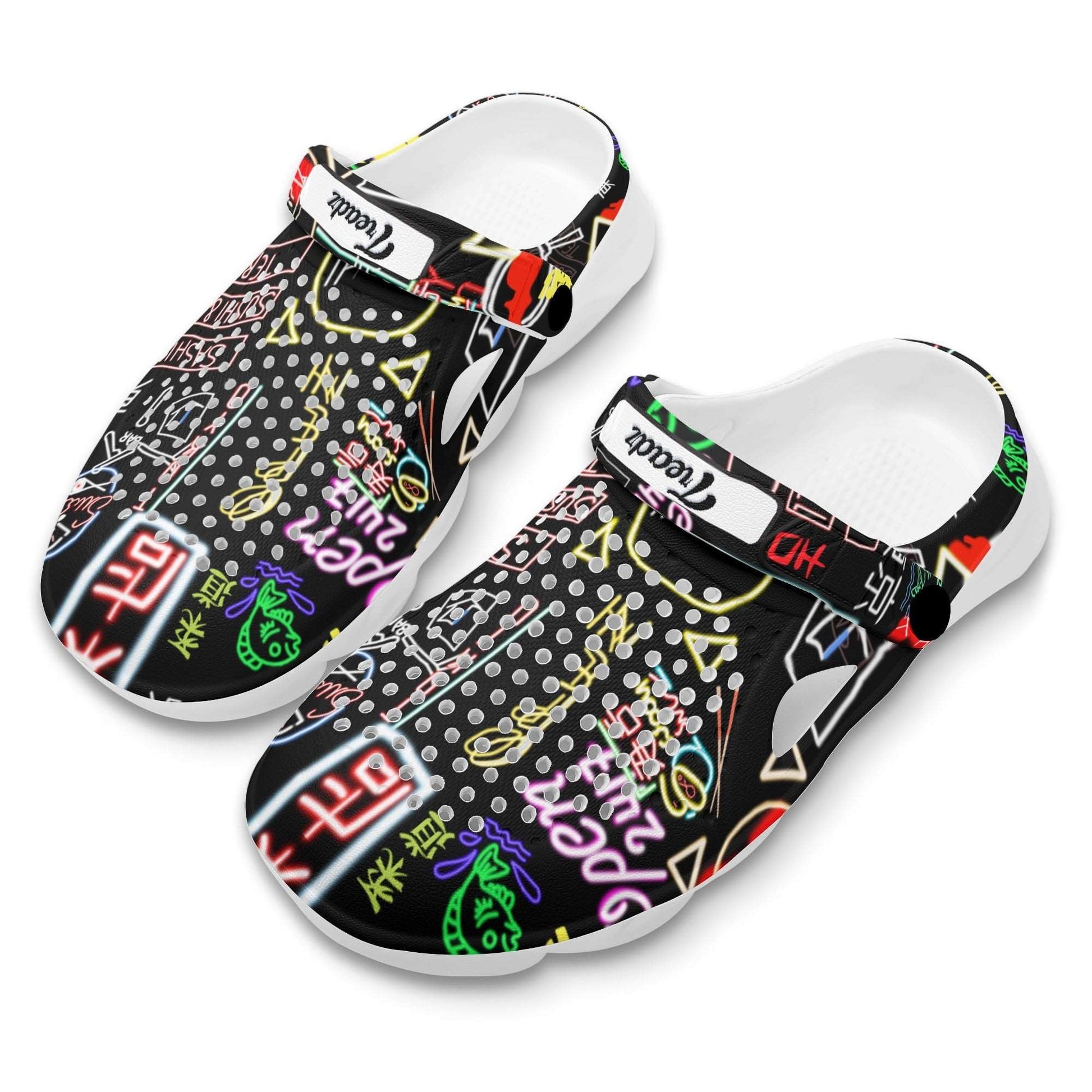 Treadz Clogs by ShitHot, inspired by Tokyo's neon lights, ideal for comfort, style, and durability." theshithotcompany