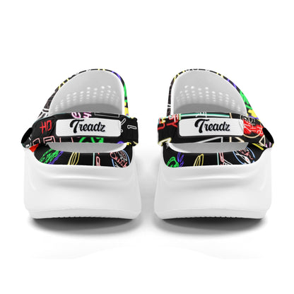 Treadz Clogs by ShitHot, inspired by Tokyo's neon lights, ideal for comfort, style, and durability." theshithotcompany