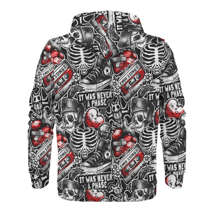 "Rogue & Co Hoodie - Emo Vibes, skeletons design, cozy, durable, available in sizes S-7XL." theshithotcompany