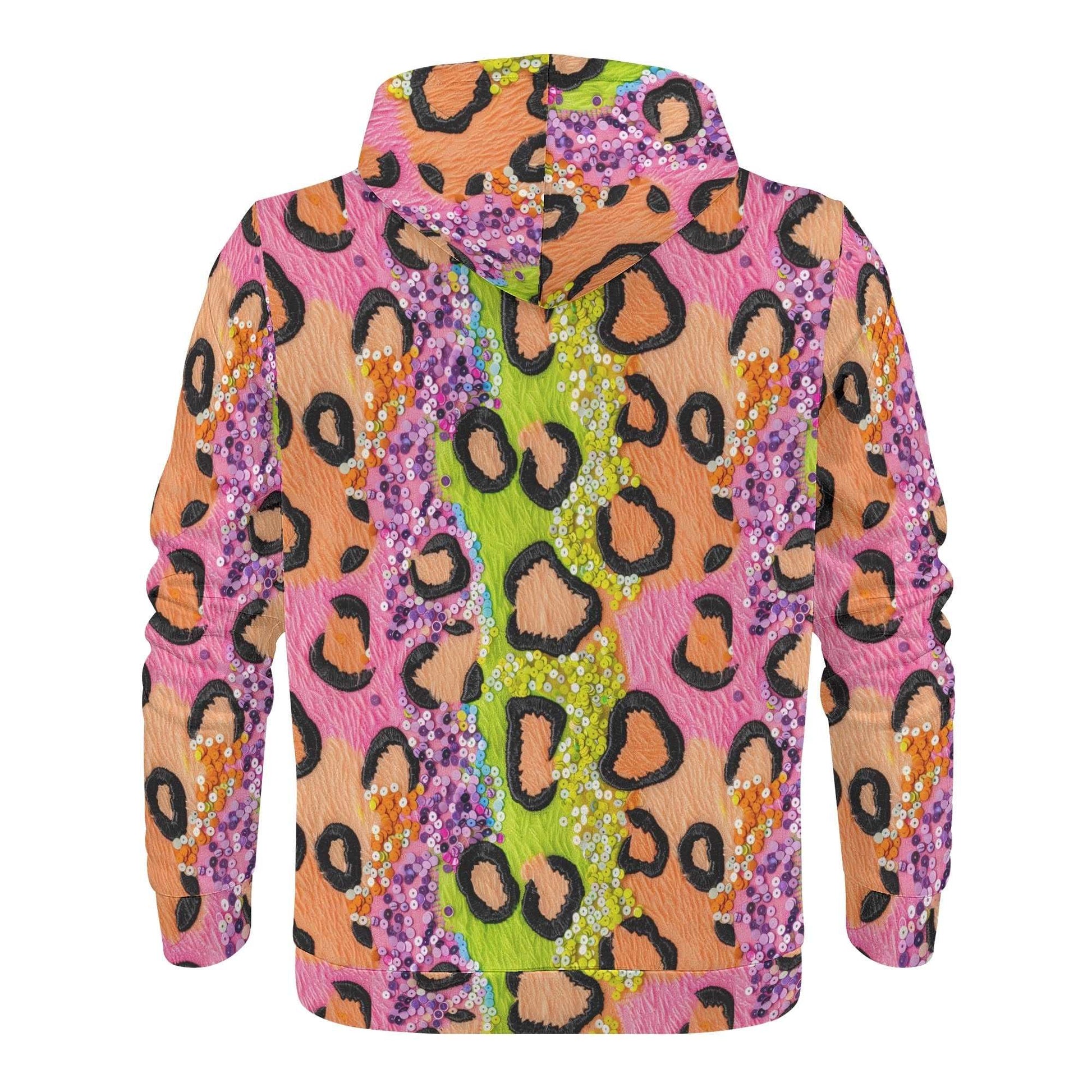 "Rogue & Co Hoodie -Wild Sparkle featuring leopard print and sequins for stylish comfort and durability." Theshithotcompany