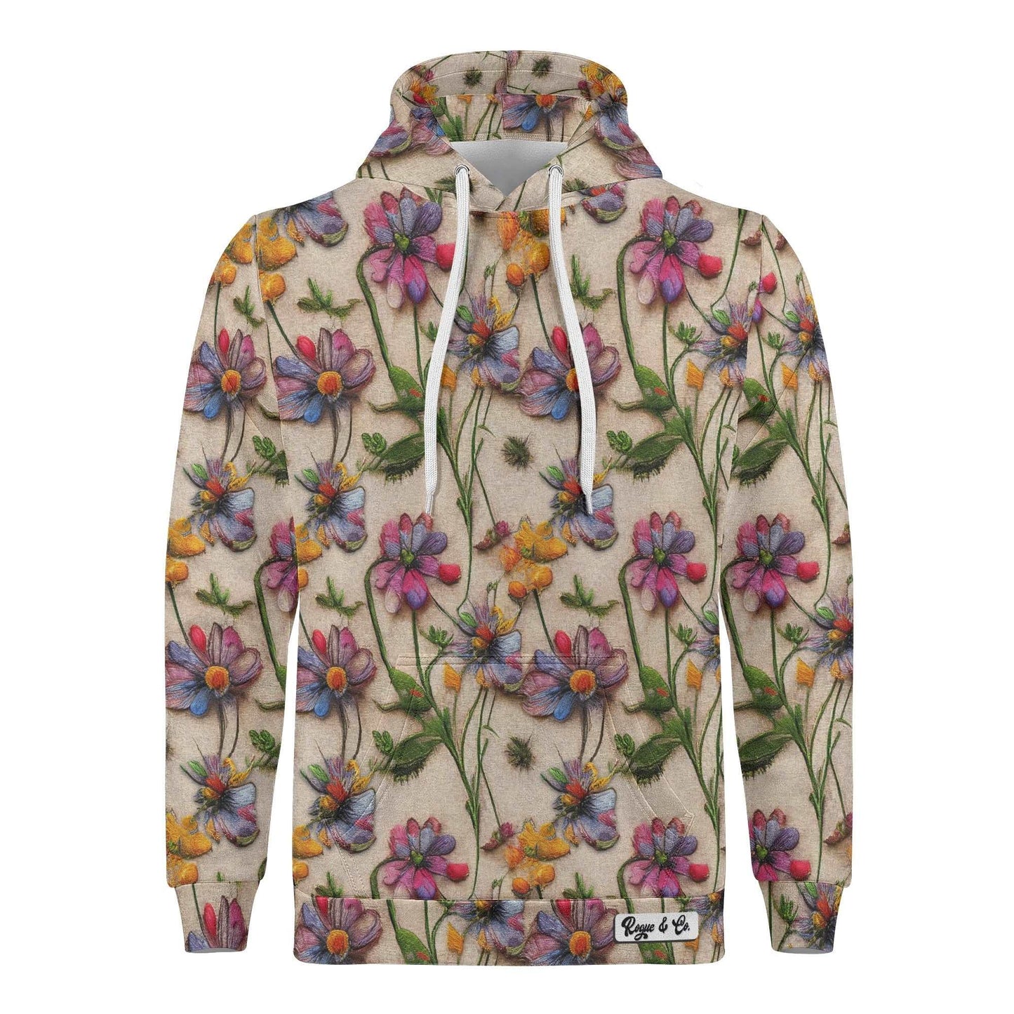 "Rogue & Co Men's Wildflower Hoodie with 3D flower design for stylish comfort and everyday wear." theshithotcompany