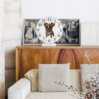 "Pawsome Boxer Wall Clock: Stylish, frameless clock with activity reminders for dog lovers." theshithotcompany