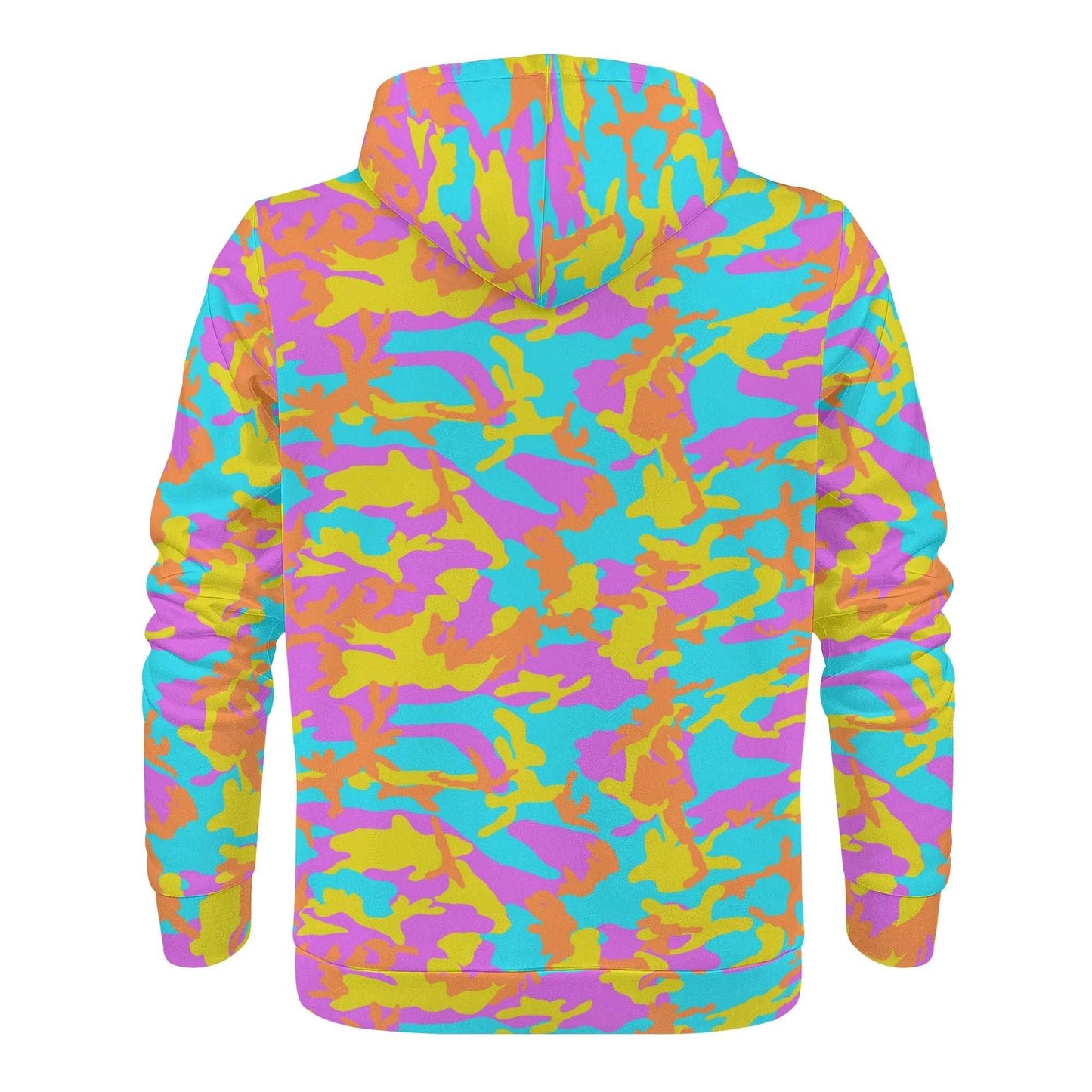 "Rogue & Co Men's Thunder Camo Hoodie with vibrant camo pattern, cozy hood, and spacious pocket." theshithotcomnpany