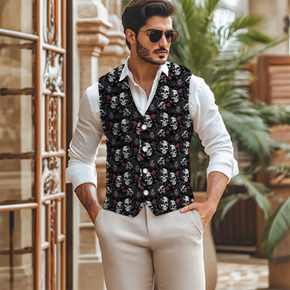 
Unique woven fabric vest with skulls and roses, combining comfort and style for a standout addition to any outfit. Theshithotcompany