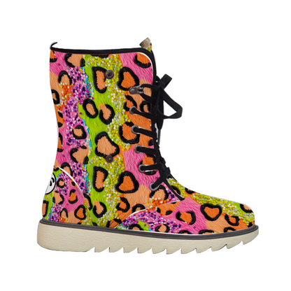 "Eye-catching Treadz Winter Boots - Wild Sparkle by ShitHot feature leopard print and sequins for stylish winter glam."
