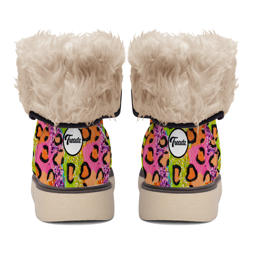 "Eye-catching Treadz Winter Boots - Wild Sparkle by ShitHot feature leopard print and sequins for stylish winter glam."
