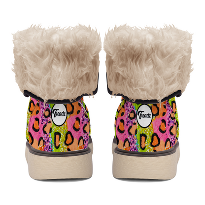 "Eye-catching Treadz Winter Boots - Wild Sparkle by ShitHot feature leopard print and sequins for stylish winter glam."
