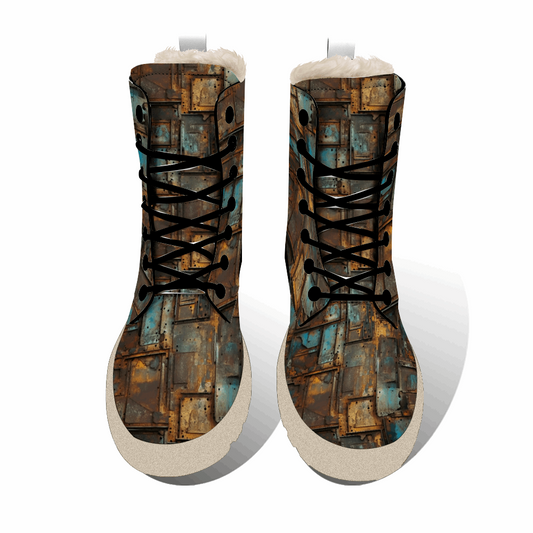 Full Metal: Stylish oxidized metal pattern winter boots by Treadz by ShitHot, offering durability and cold weather comfort. theshithotcompany