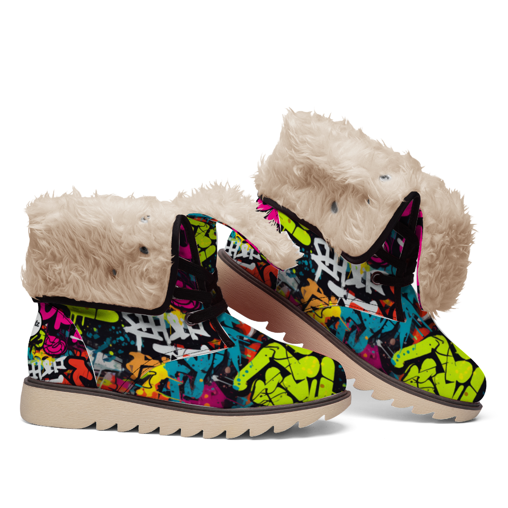 Street Art: Colorful street art-inspired winter boots by Treadz by ShitHot, perfect for urban creativity. theshithotcompany