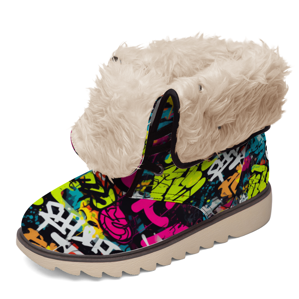 Street Art: Colorful street art-inspired winter boots by Treadz by ShitHot, perfect for urban creativity. theshithotcompany