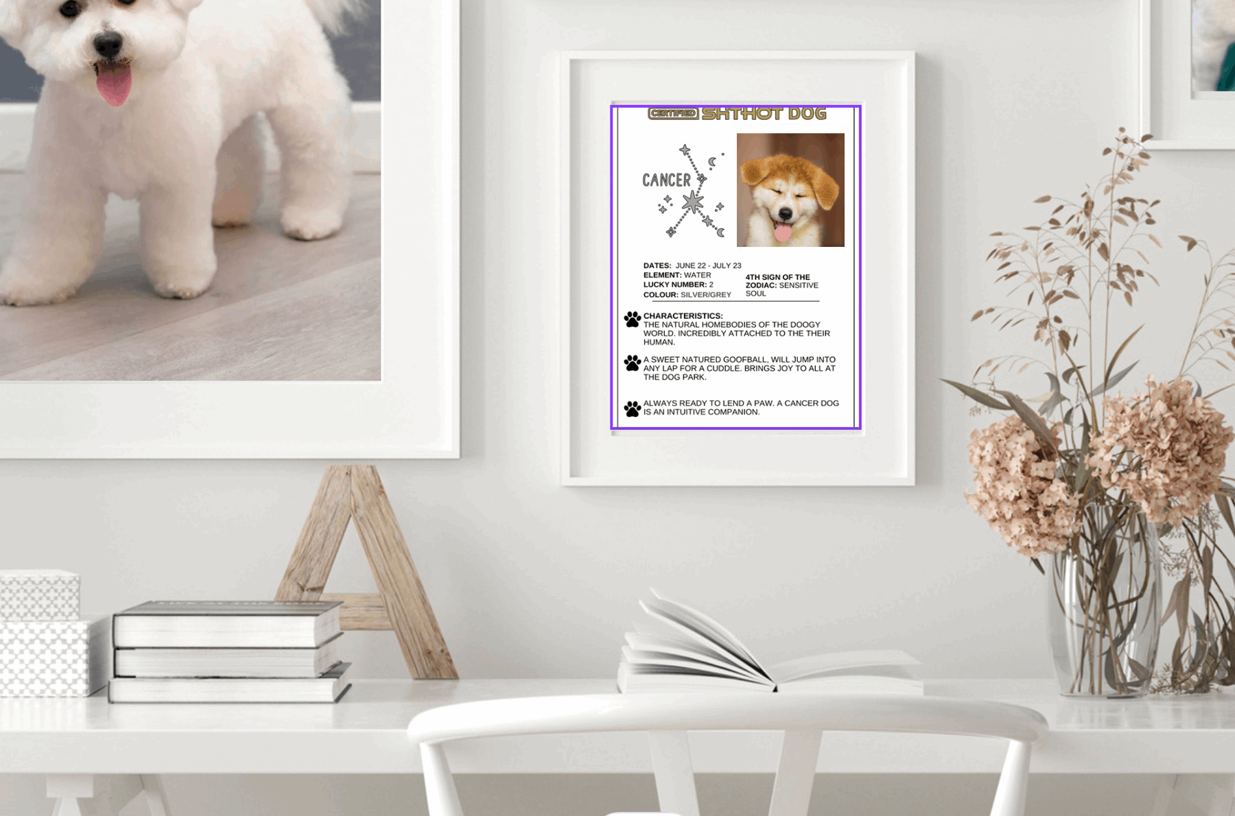 Certified ShitHot Customizable Zodiac Canine Framed Canvas - Leo