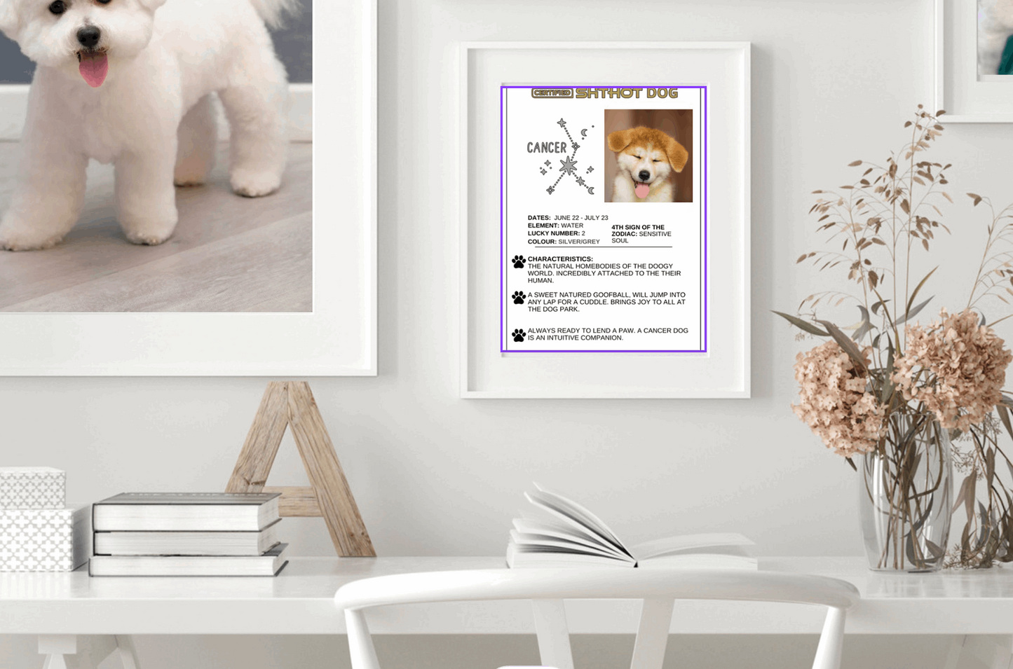 Certified ShitHot Customizable Zodiac Canine Framed Canvas - Libra