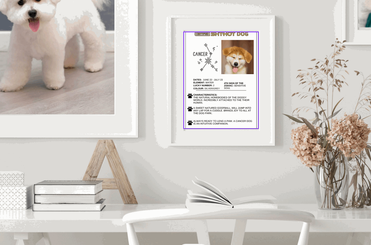 Certified ShitHot Customizable Zodiac Canine Framed Canvas - Libra