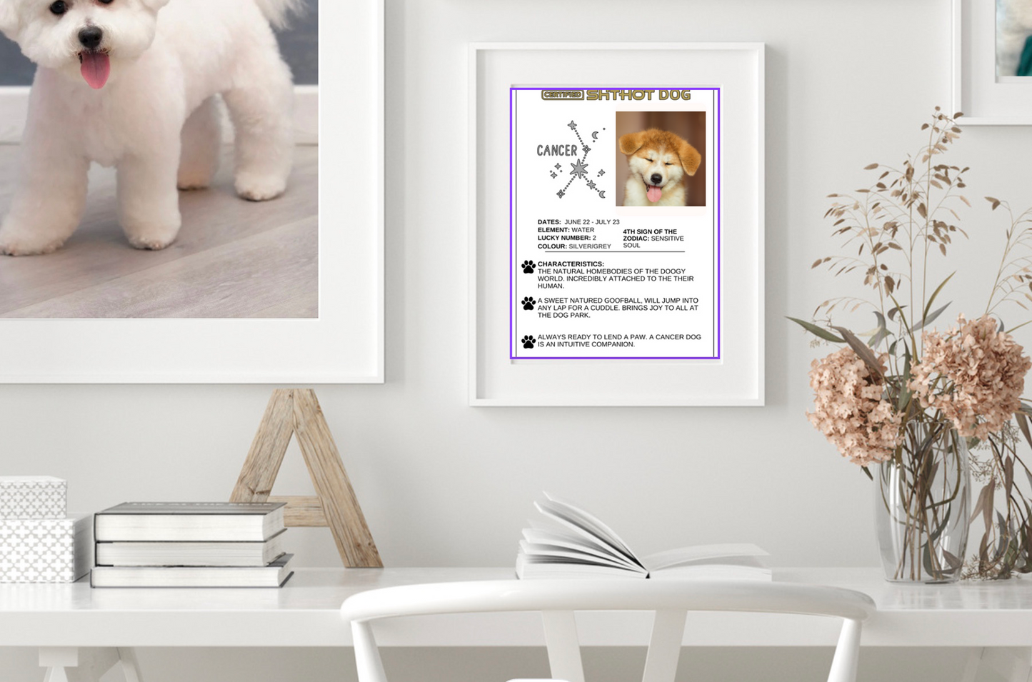 Certified ShitHot Customizable Zodiac Canine Framed Canvas - Leo