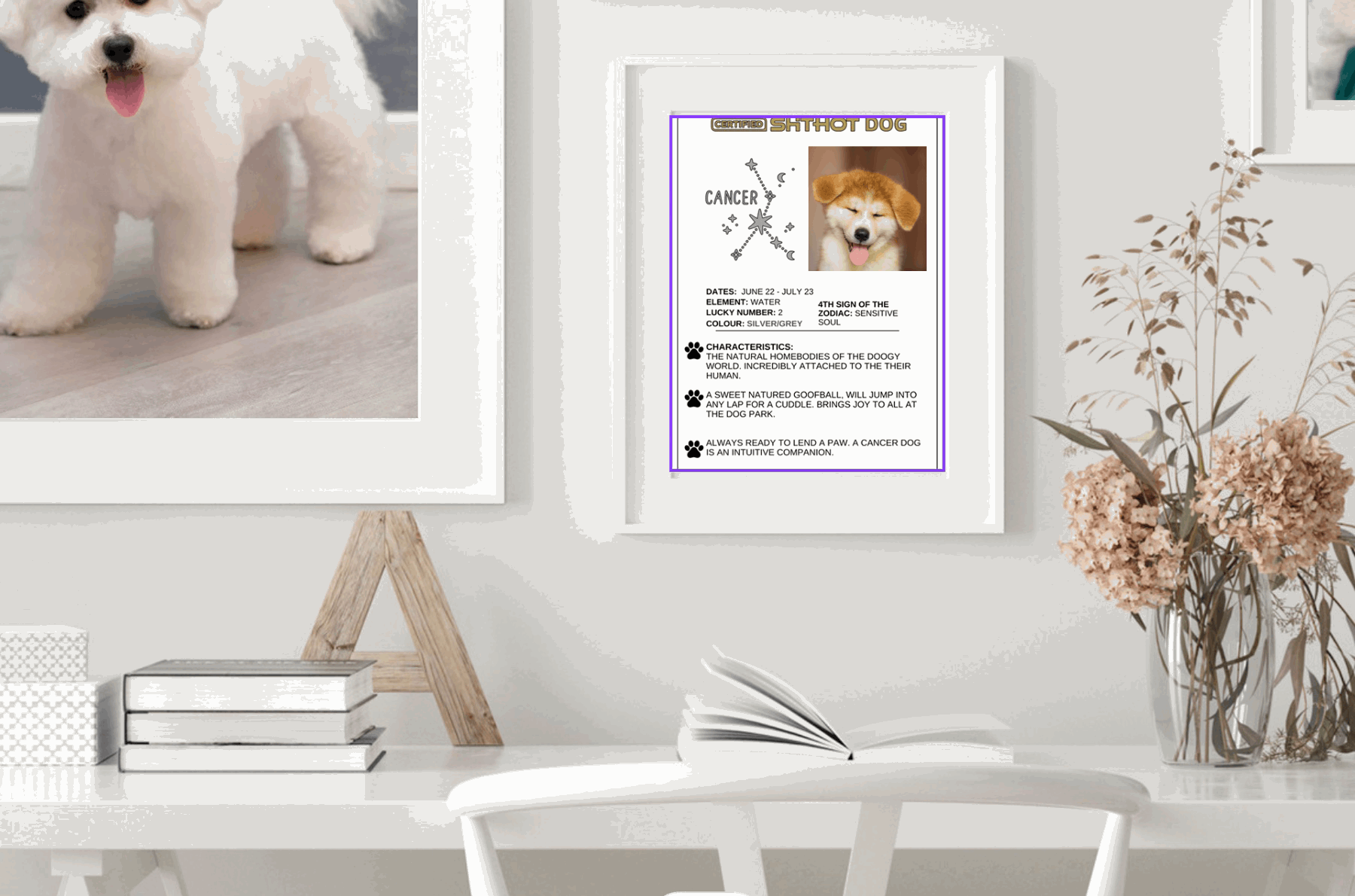 Certified ShitHot Customizable Zodiac Canine Framed Canvas - Scorpio