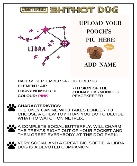 Certified ShitHot Customizable Zodiac Canine Framed Canvas - Libra