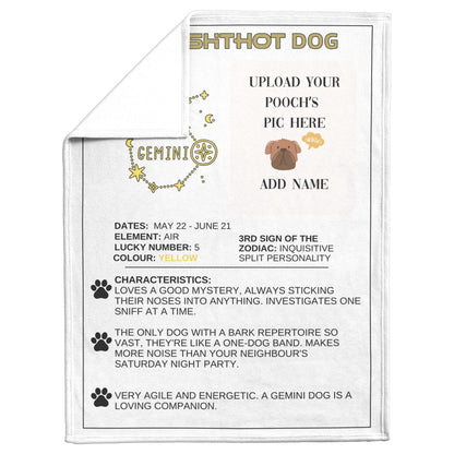 Certified ShitHot Customizable Zodiac Canine Blanket - Gemini