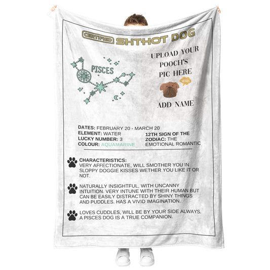 Certified ShitHot Customizable Zodiac Canine Blanket - Pisces