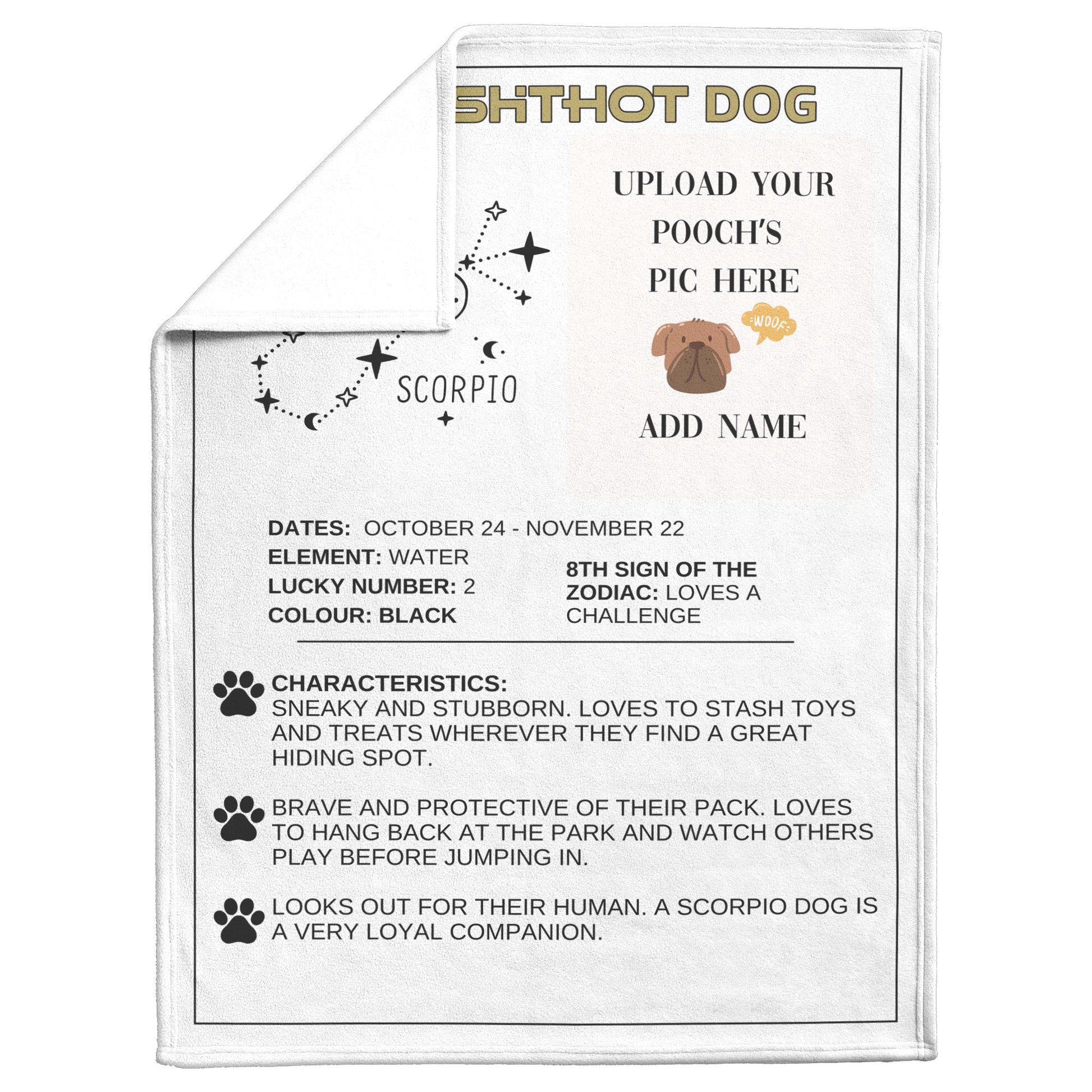 Certified ShitHot Customizable Zodiac Canine Blanket - Scorpio