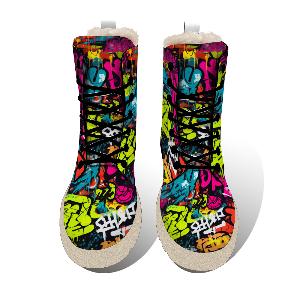 Street Art: Colorful street art-inspired winter boots by Treadz by ShitHot, perfect for urban creativity. theshithotcompany