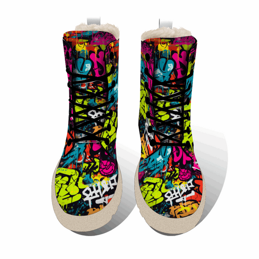 Street Art: Colorful street art-inspired winter boots by Treadz by ShitHot, perfect for urban creativity. theshithotcompany