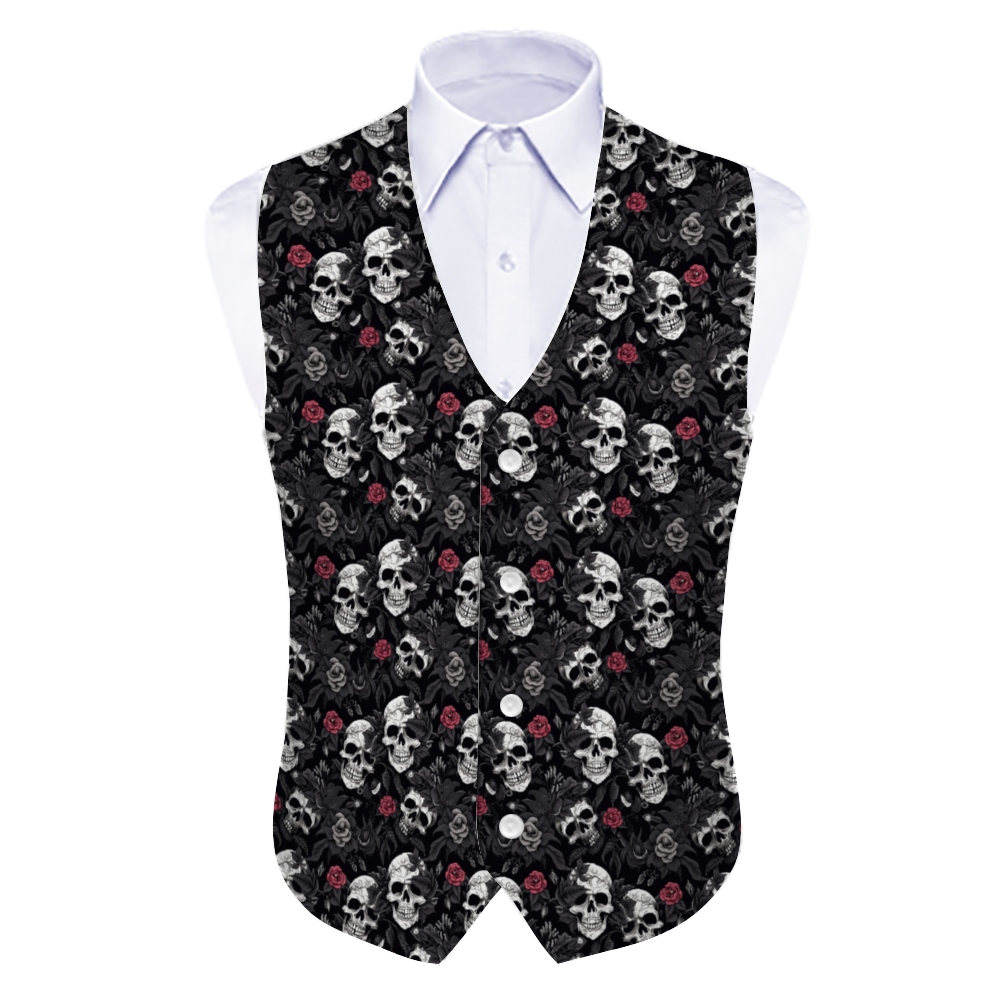 
Unique woven fabric vest with skulls and roses, combining comfort and style for a standout addition to any outfit. Theshithotcompany
