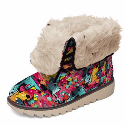 Mystic Prism: Vibrant swirling color pattern winter boots by Treadz by ShitHot, ideal for warmth and unique style. theshithotcompany