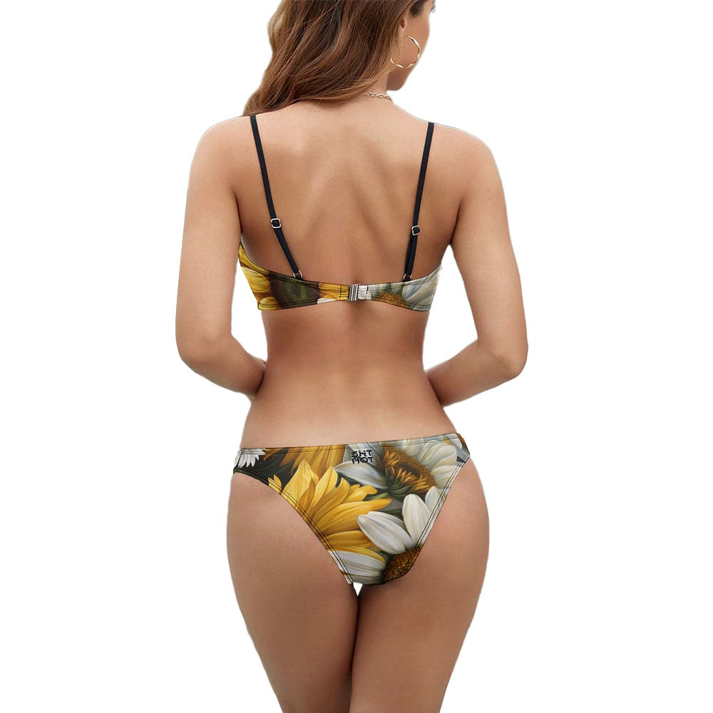 Women's Petite Bikini - Sunflower Daisies - theshithotcompany