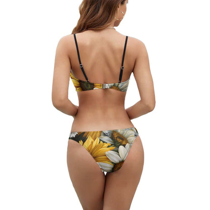 Women's Petite Bikini - Sunflower Daisies - theshithotcompany