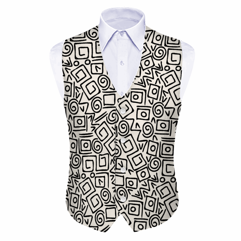 Eye-catching men's waistcoat with a unique abstract print, ideal for dressing up or down while keeping cool in summer. Theshithotcompany