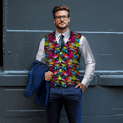 Rogue & Co's vibrant woven vest blends street art style with comfort, ideal for both casual outings and business meetings. theshithotcmpany