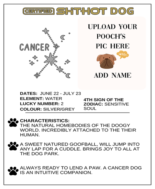 Certified ShitHot Customizable Zodiac Canine Framed Canvas - Cancer