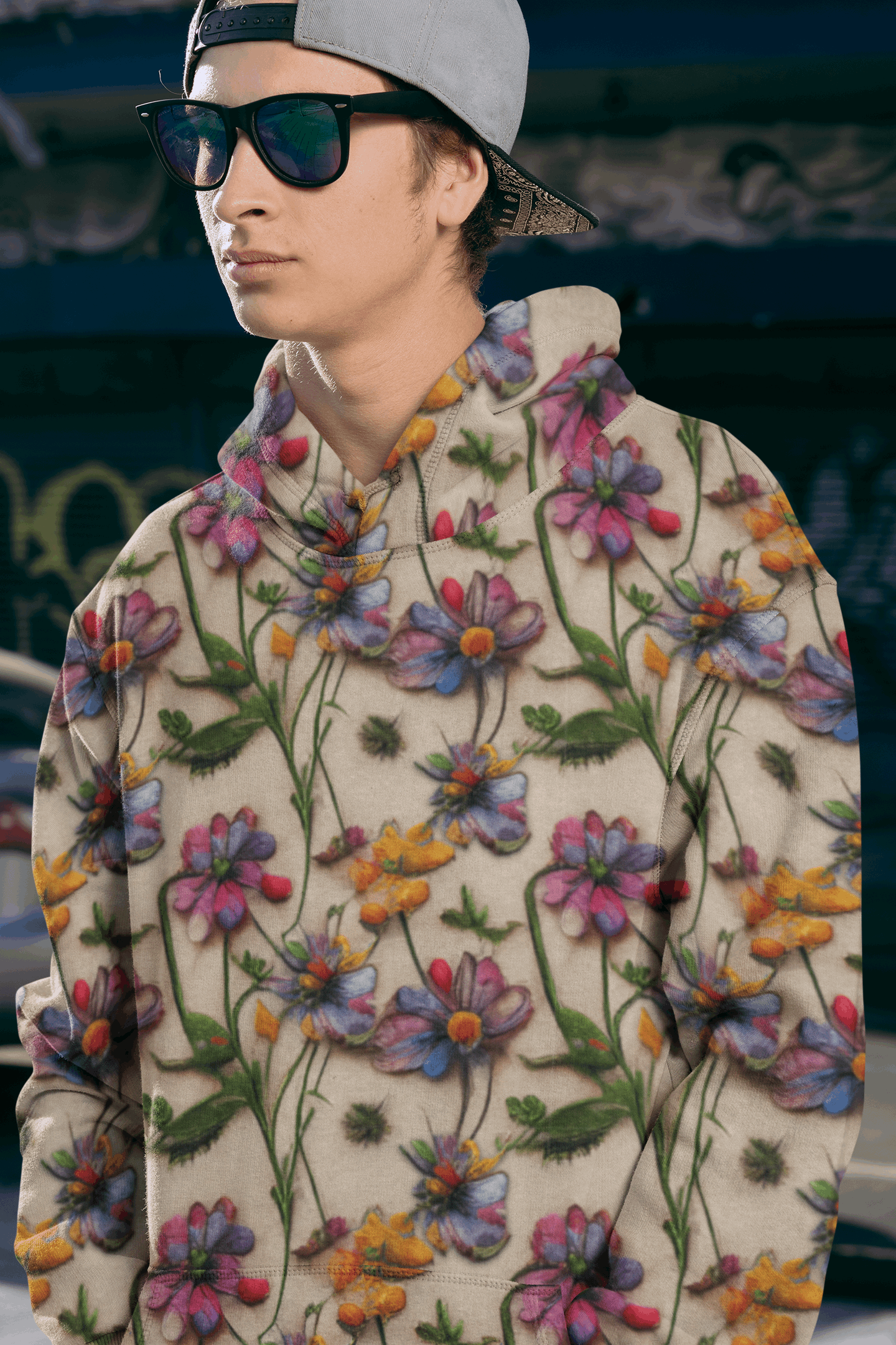 "Rogue & Co Men's Wildflower Hoodie with 3D flower design for stylish comfort and everyday wear." theshithotcompany